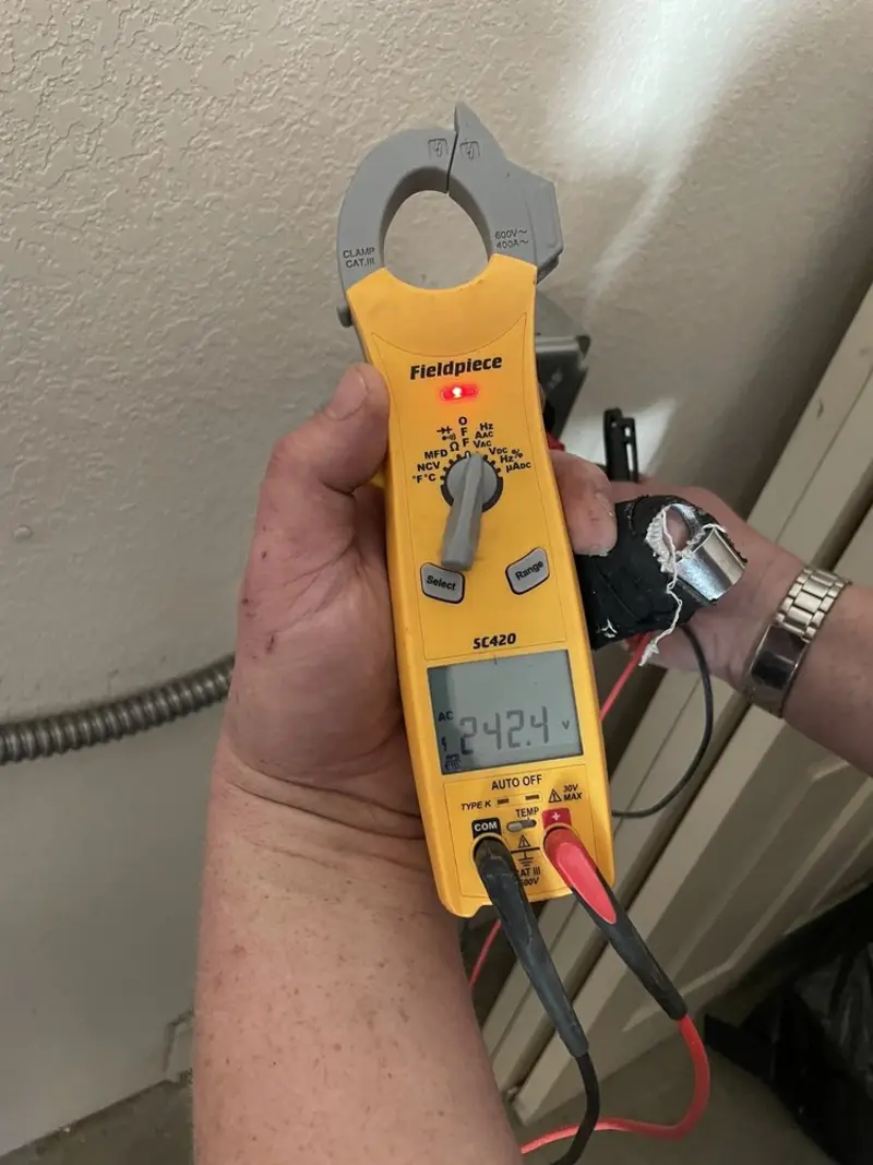 Voltage testing with clamp meter during Hot Tub / Pool Electrical Wiring in Bothell West